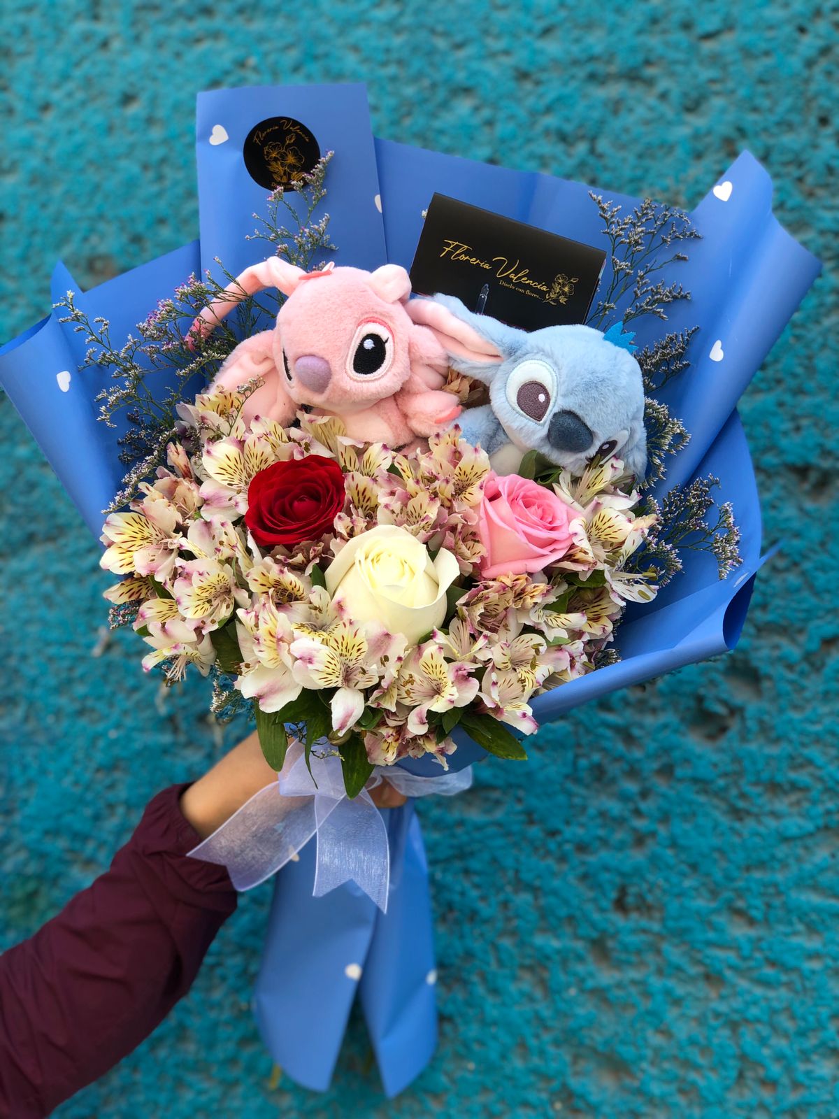 Bouquet stitch con rosas